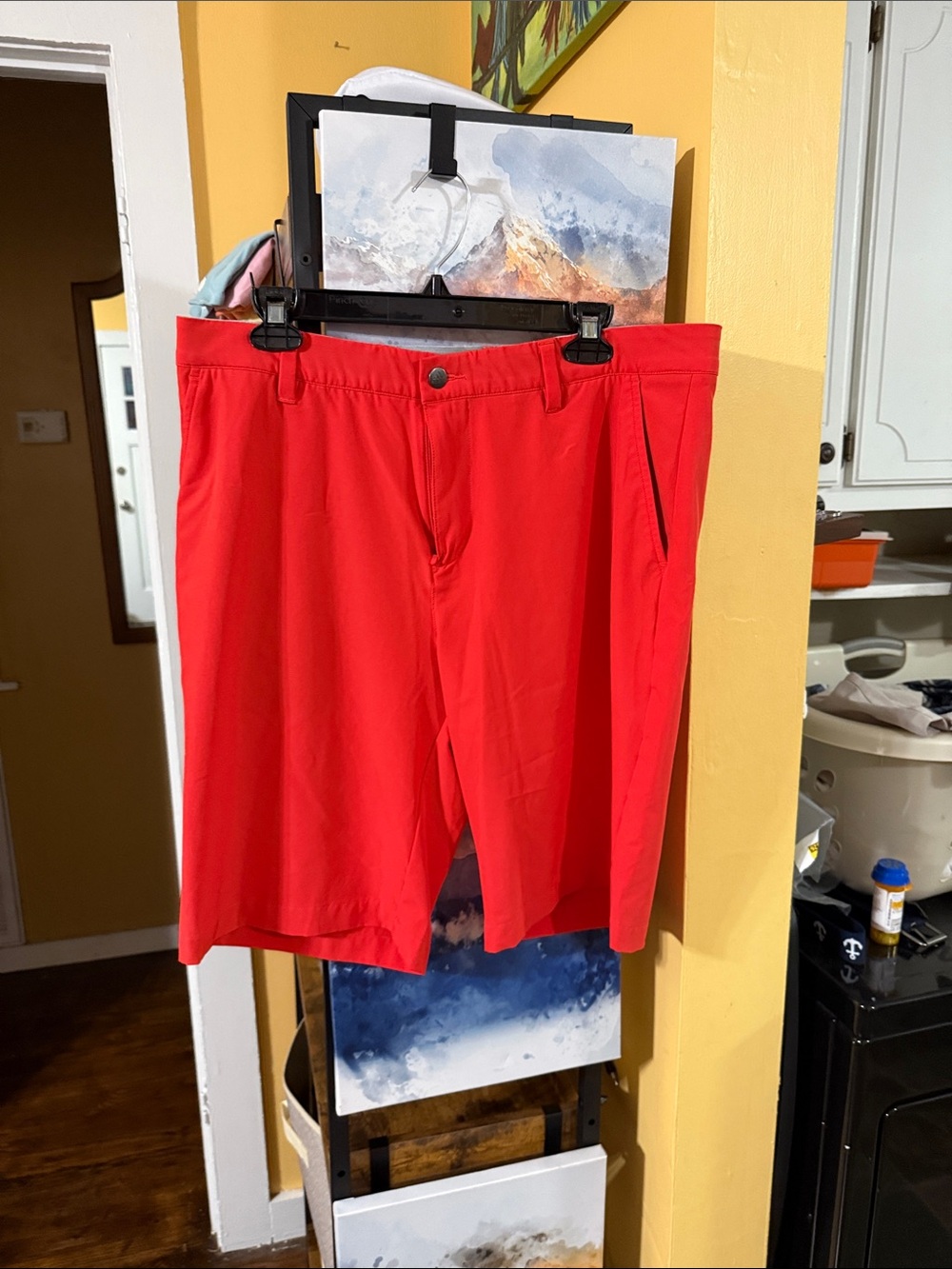 adidas Men's Bright Red Flat-Front Athletic Shorts